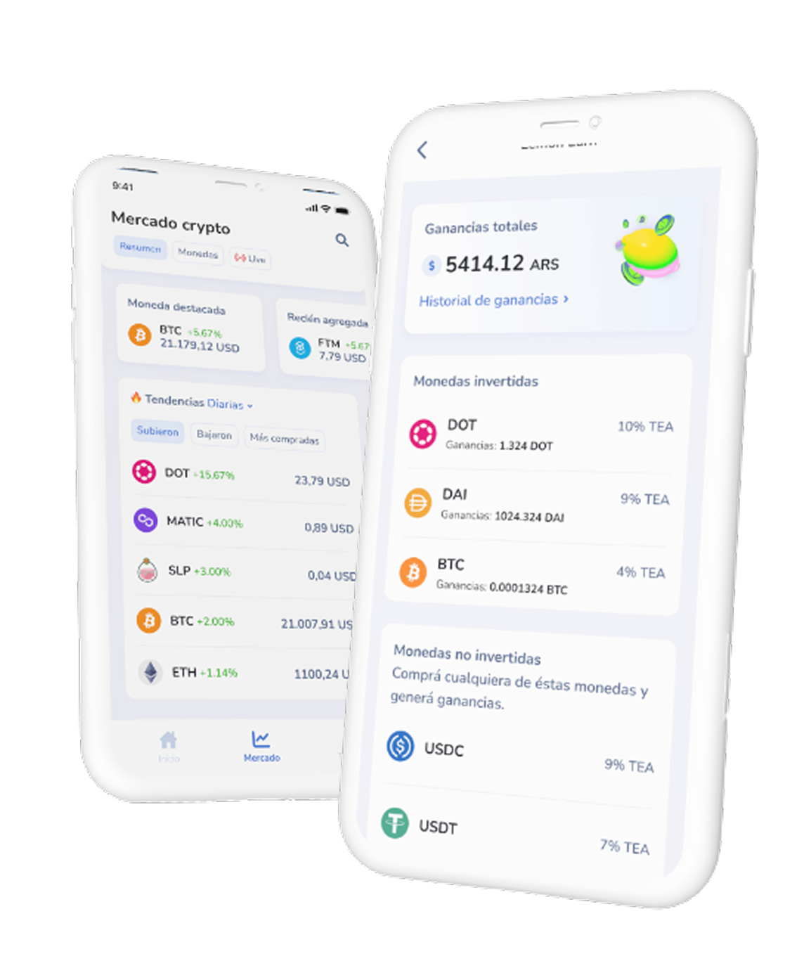 Lemon Cash app mockup